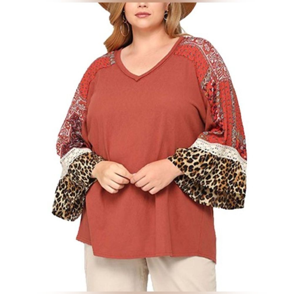 GiGiO Womens Mixed Print Top size L